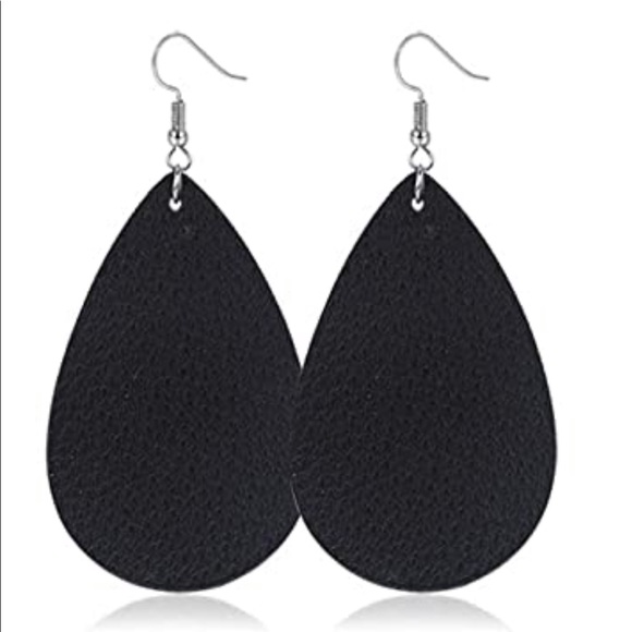 Jewelry - 🌻3 for $12🖤Faux Leather Teardrop Dangle Earrings
